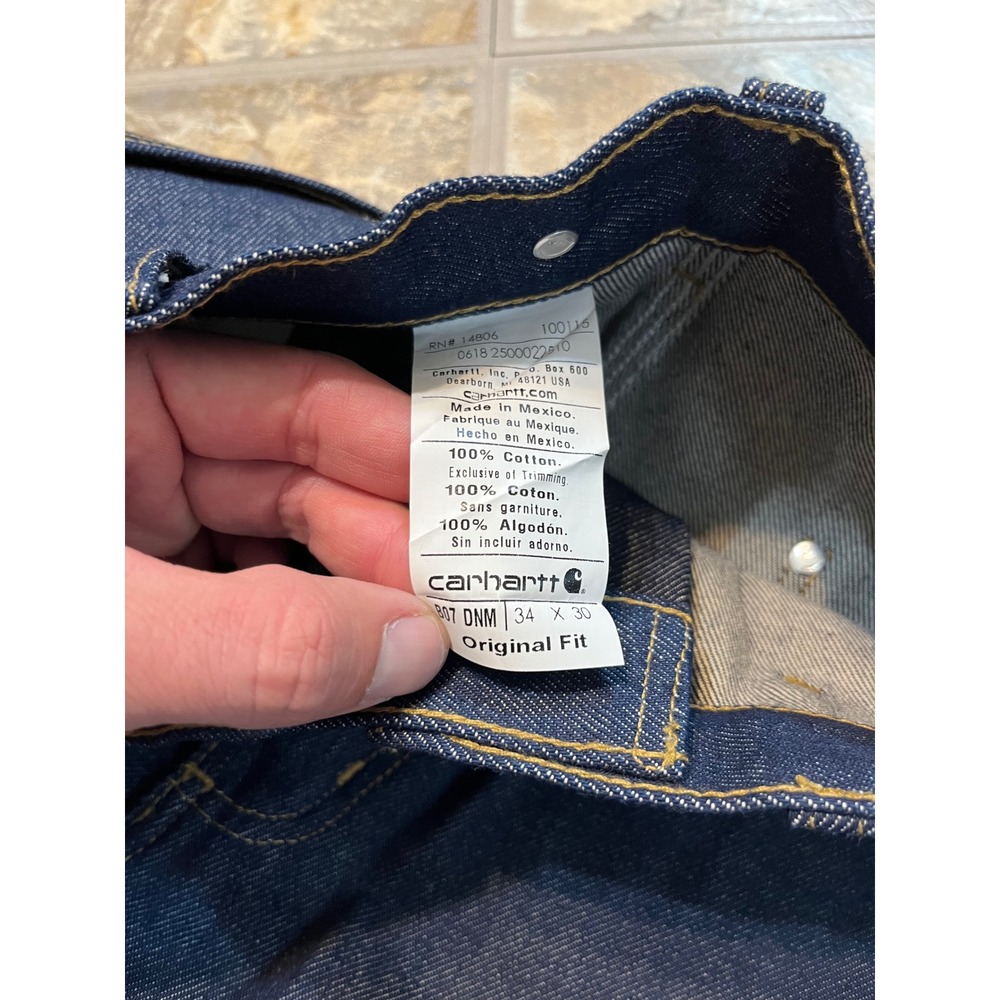 Carhartt Logger Dungarees Men 34x30 Blue NEW Double Front B07 DNM Work Pants - Picture 6 of 10